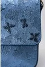 Poseta albastru metalizat din piele naturala cu imprimeu cu fluturi Romina