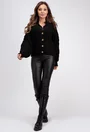 Pulover negru model crosetat cu nasturi