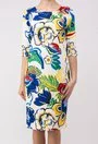 Rochie alba cu imprimeu floral multicolor Byance