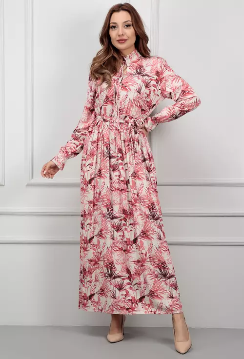 Rochie alba cu imprimeu floral rosu