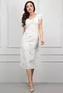 Rochie alba presarata cu flori bleu