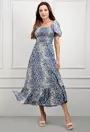 Rochie albastra cu alb