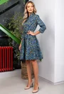 Rochie albastra din bumbac organic cu imprimeu