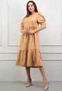 Rochie bej cu decolteu rotund