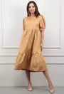 Rochie bej cu decolteu rotund