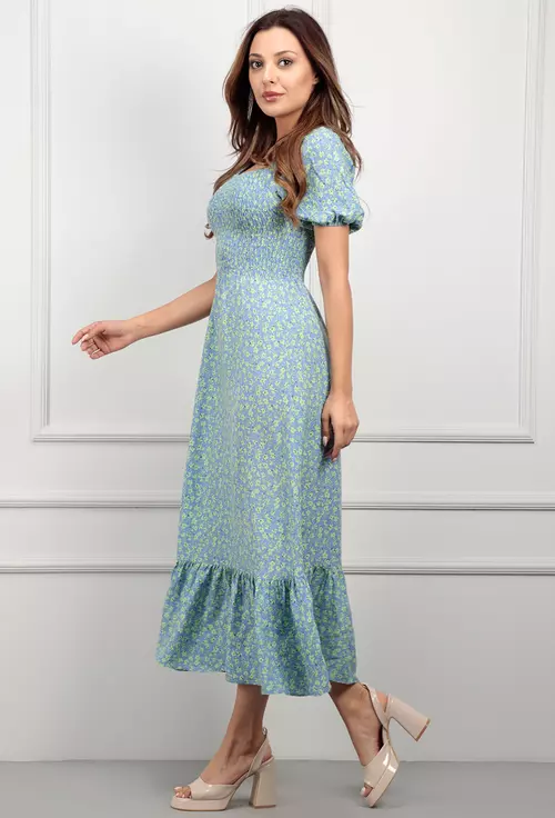 Rochie bleu cu flori mici