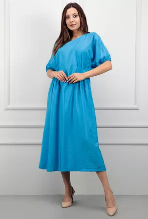 Rochie bleu cu mansete elastice