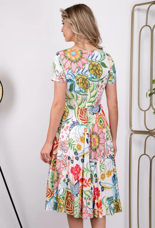 Rochie cu detalii multicolore si buzunare