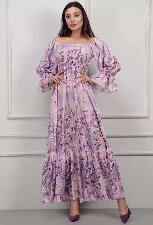 Rochie cu imprimeu floral mov