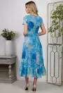 Rochie cu imprimeu floral pe fond bleu