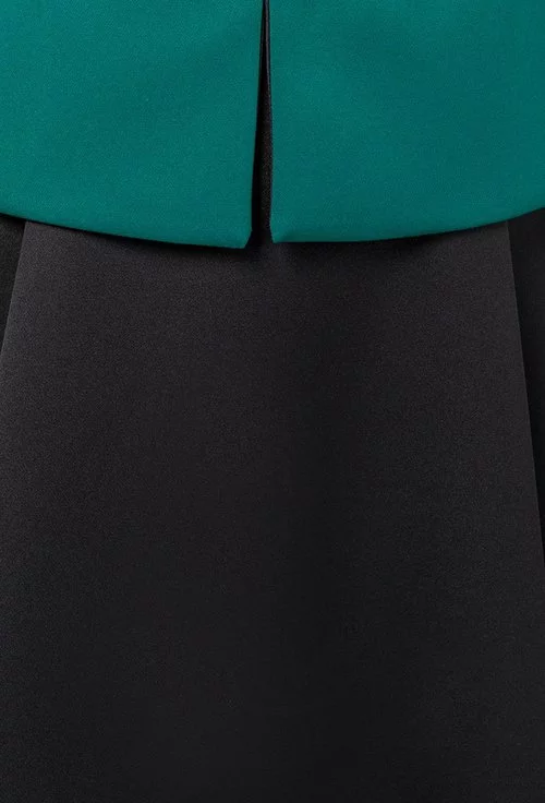 Rochie cu peplum verde cu negru Catia