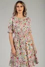 Rochie din bumbac organic cu imprimeu floral multicolor