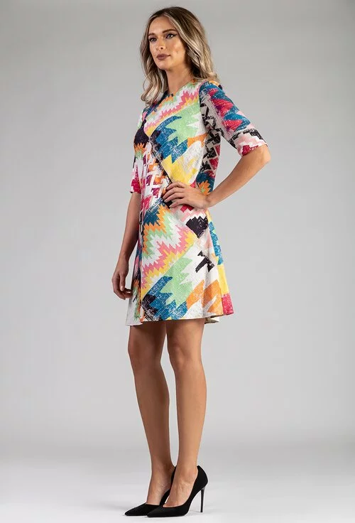Rochie din bumbac organic cu imprimeu multicolor
