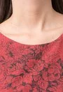 Rochie din bumbac rosu caramiziu cu imprimeu negru Emilie