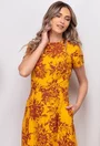 Rochie galbena cu imprimeu si buzunare