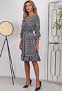 Rochie in tonuri alb negru cu elastic in talie