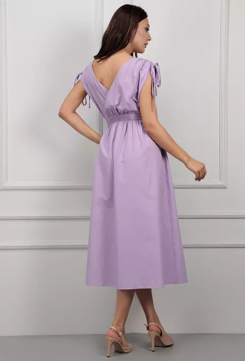 Rochie lila cu nasturi in fata