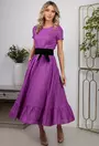 Rochie mov din in accesorizata cu buzunare