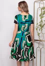 Rochie multicolora cu accente verzi