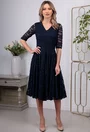 Rochie navy din dantela cu decolteu in V