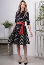 Rochie neagra cu buline albe si nasturi