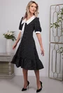 Rochie neagra cu buline si guler aplicat