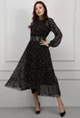 Rochie neagra cu detalii albe si curea lata