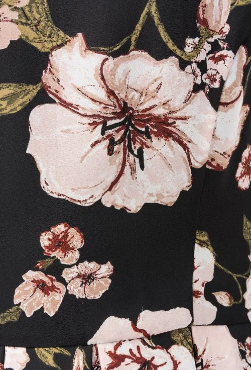 Rochie neagra cu imprimeu floral colorat Chelsea