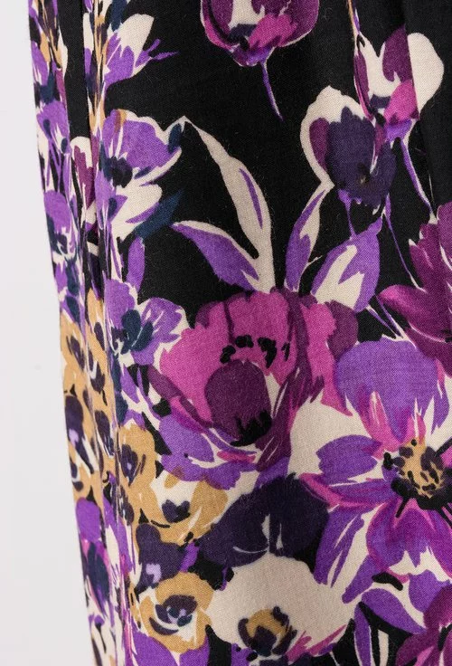 Rochie neagra cu imprimeu floral multicolor Marisa