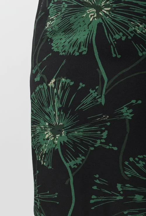 Rochie neagra cu imprimeu floral verde Charla