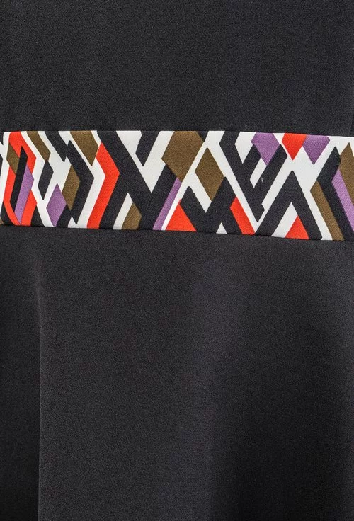 Rochie neagra cu imprimeu geometric colorat Simina