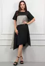 Rochie neagra cu verde croiala in A