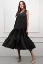 Rochie neagra cu volane late