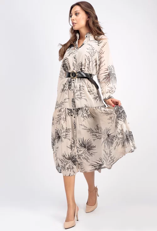 Rochie nuanta ivory cu detalii negre