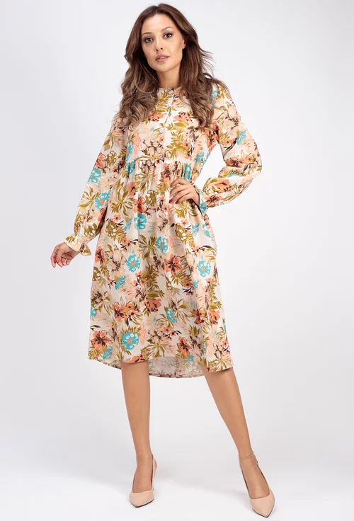 Rochie prevazuta cu imprimeu floral multicolor