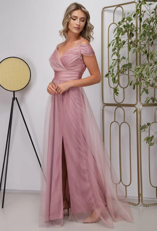 Rochie roz eleganta si lunga