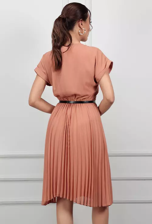 Rochie roz pudra plisata
