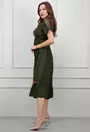 Rochie verde cu detalii colorate si decolteu in V