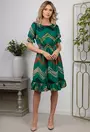 Rochie verde cu detalii maro si elastic in talie