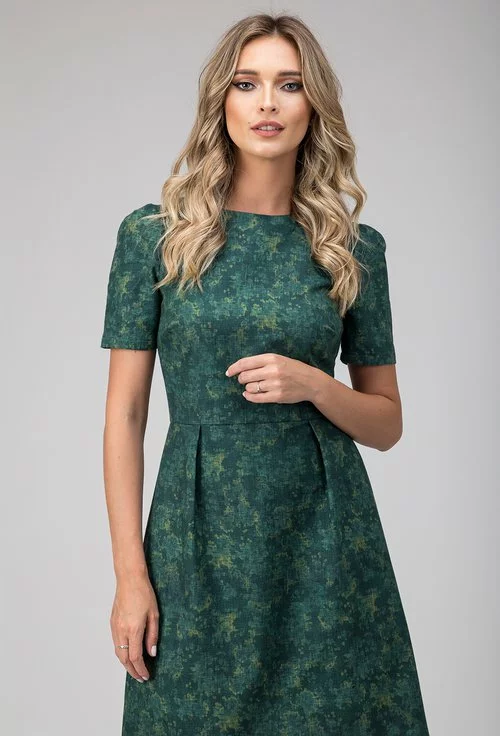 Rochie verde cu imprimeu abstract Polly