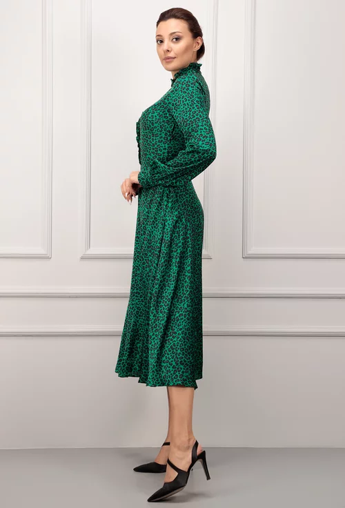 Rochie verde cu imprimeu animal print