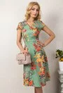 Rochie verde cu imprimeu floral colorat Anabelle