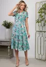 Rochie verde cu imprimeu floral si buzunare