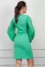 Rochie verde cu maneci largi si plisate