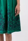 Rochie verde din bumbac cu imprimeu floral negru Annis