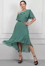 Rochie verde marin cu volane