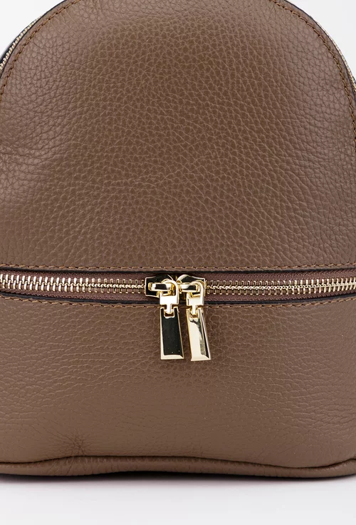Rucsac taupe din piele naturala texturata