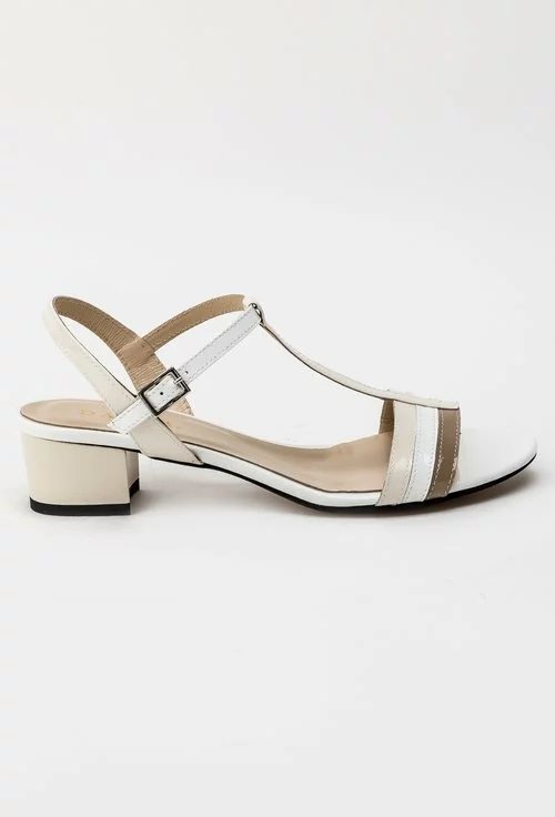 Sandale alb cu crem din piele naturala Emma