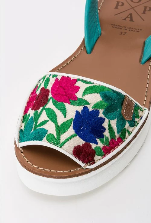 Sandale albe cu imprimeu colorat din piele naturala Rafette