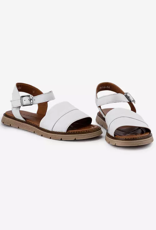 Sandale albe din piele